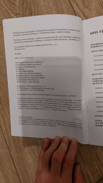 Egzamin zawodowy technik masażysta kwalifikacja Z.1 wyd. ESAN