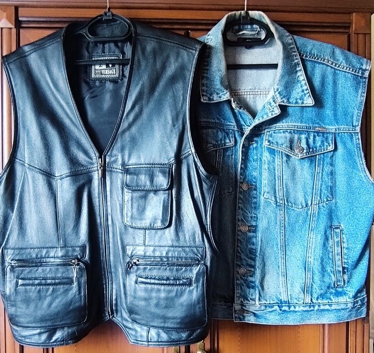 Жилет р.54-56 из нат.кожи VERSAGE и р.54-56 джинсовый