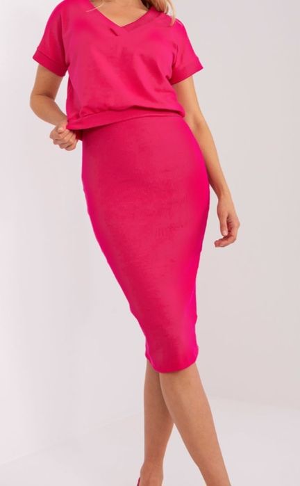 Sukienka + bluzka fuksja,  beż