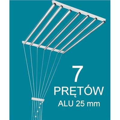 Suszarka sufitowa 7 prętów 130x63,5cm fi25 alum