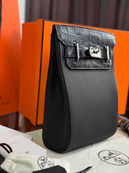 Слинг Hermes плечевая сумка Эрме бананка натуральная кожа крокодила Ерме мужская сумка c929