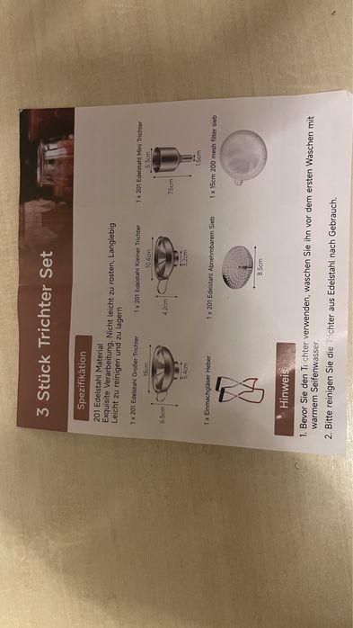 Zestaw 3 lejków ze stali nierdzewnej