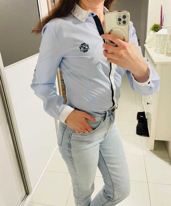 Koszula niebieska z białym kołnierzykiem i mankietami rozm. 38/M