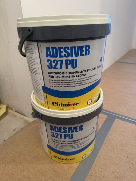 Двокомпонетний Поуліретановий паркетний клей Chimiver Adesiver 327 PU 1 повна 1 почата банки