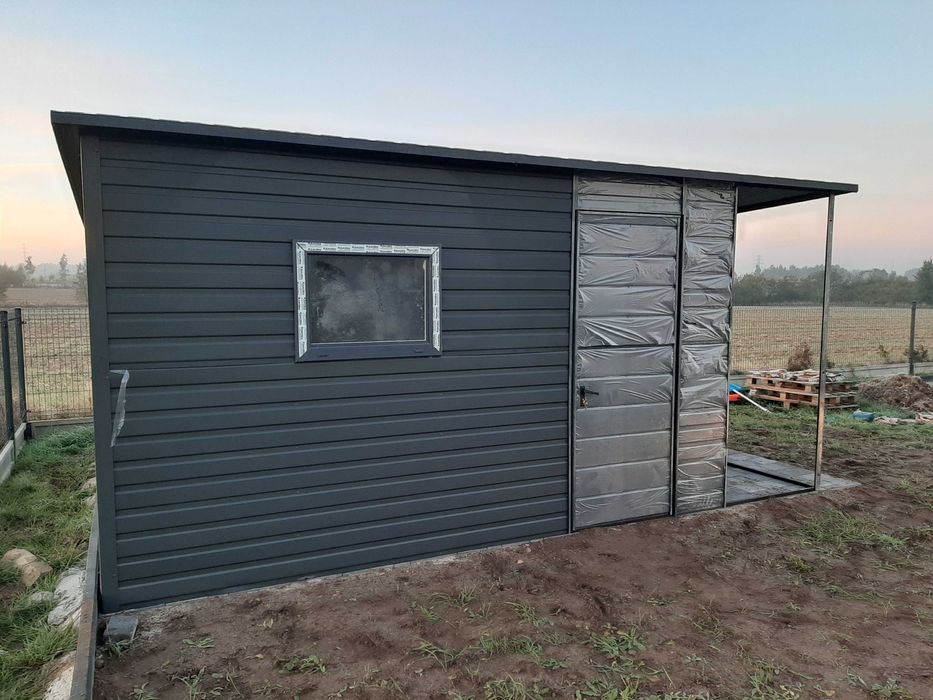 GRAFIT Garaż Blaszany Na narzędzia Schowek-Wiatka ogrodowa - Maj-Blach