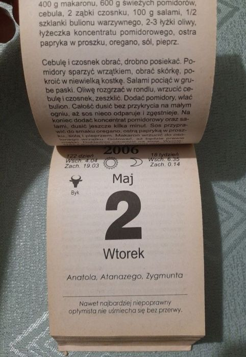 Kartka z kalendarza 2006 rok