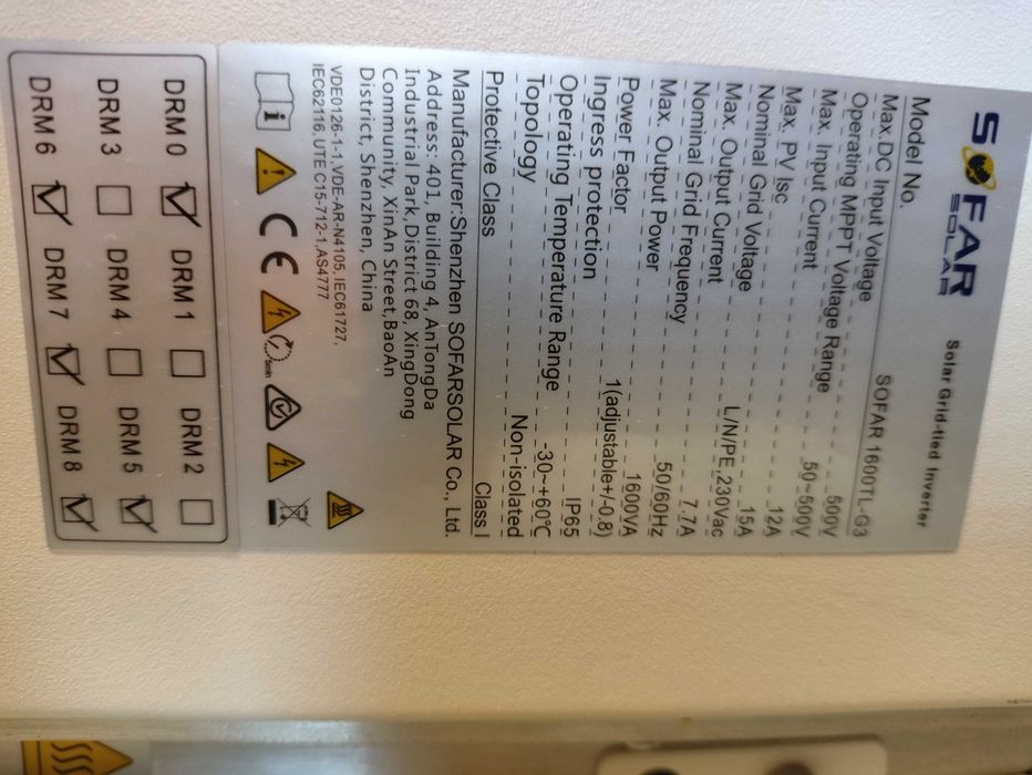 Inwerter Falownik Sofar 1600TL-G3