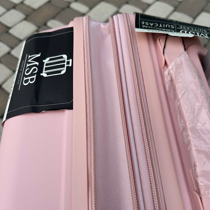 Валіза з розширенням MSB PP010 біла поліпропілен чемодан на колесах