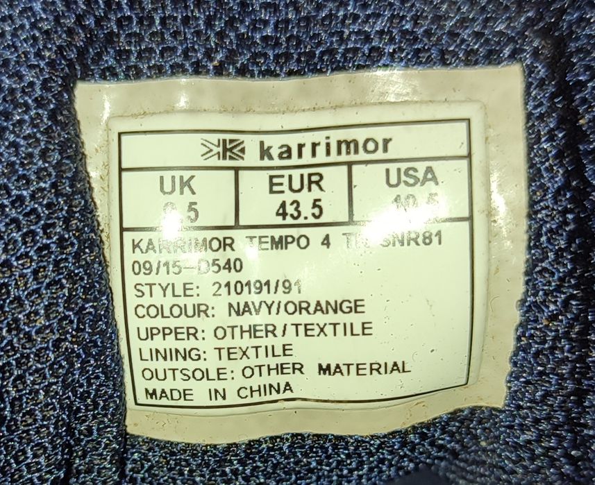 Karrimor trail running tempo 4 кросівки чоловічі оригінальні Англія 28