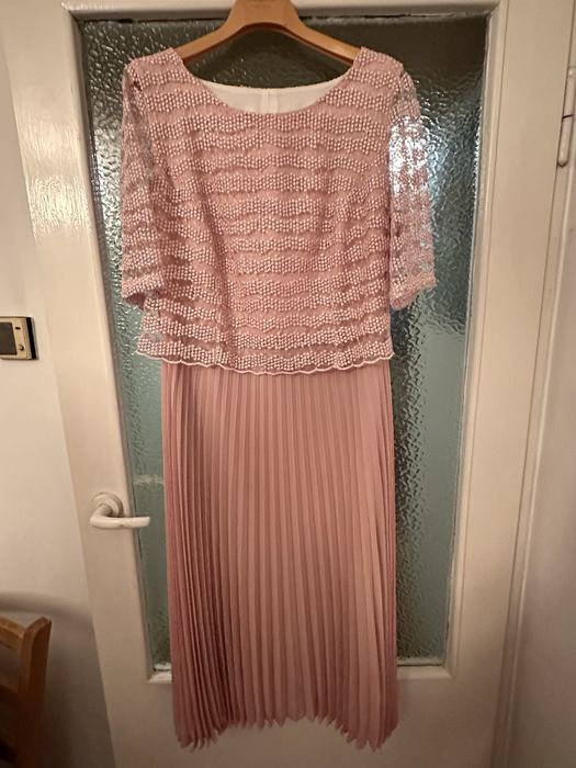 Elegancki komplet sukienka garsona wesele ślub blady róż babcia mama