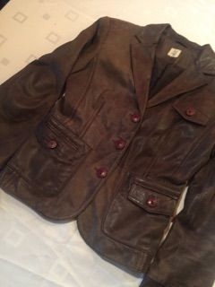 CAMAIEU_Marynarka / Kurtka_Skóra Nat._Brąz_ S_ OKAZJA