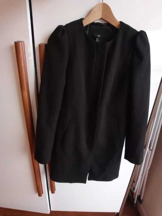 płaszczyk H&M długa marynarka żakiet czarny 36