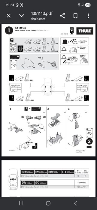 Thule kits para barras de tejadilho (ver texto com referências)