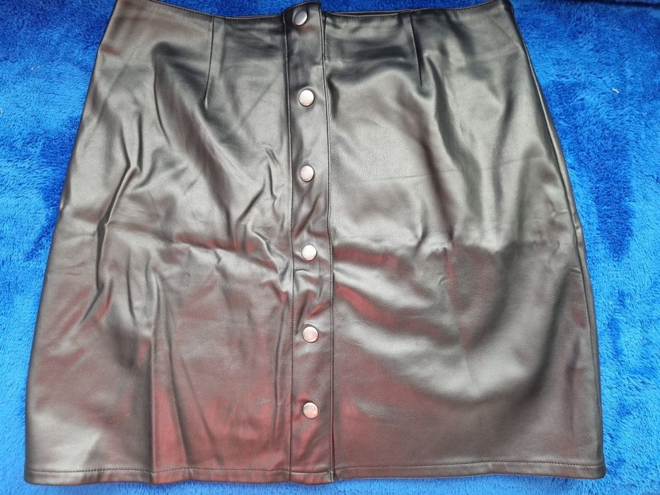 Кожана юбка на флісі