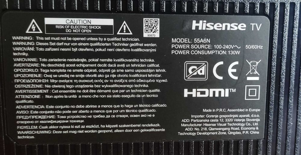 Televisor Smart TV Hisense 55" LCD AVARIADO!!!!!!!