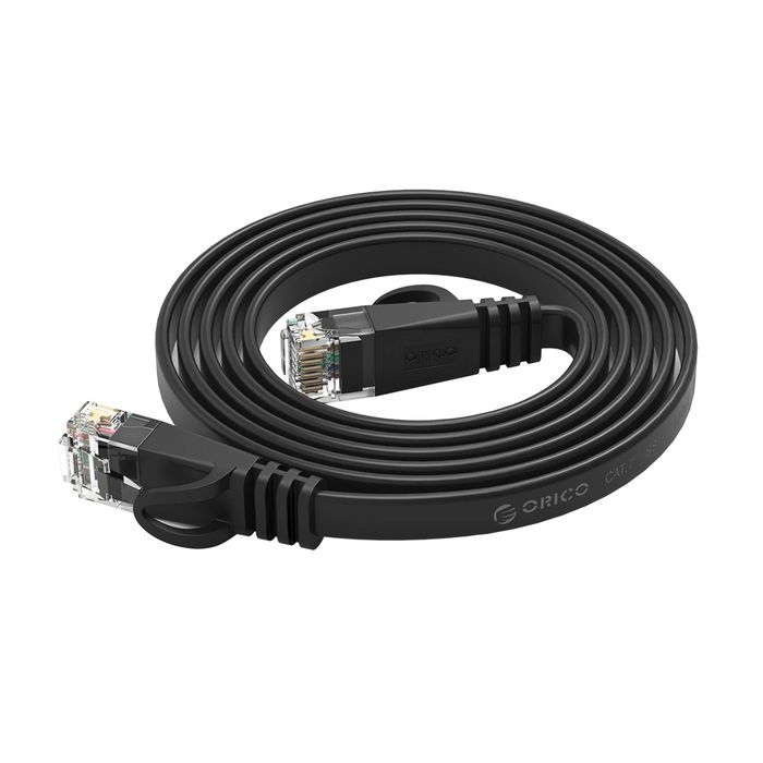 Kabel sieciowy Ethernet Orico PUG-C7B CAT7 10Gbps RJ45 internetowy LAN płaski 1 m - czarny