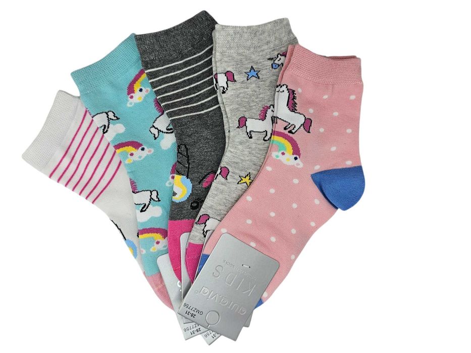 5x skarpety dziewczęce jednorożce Aura.via 28-31