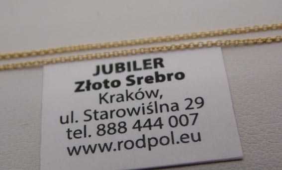 Delikatny złoty łańcuszek ankier 45 cm. 0,8 mm.