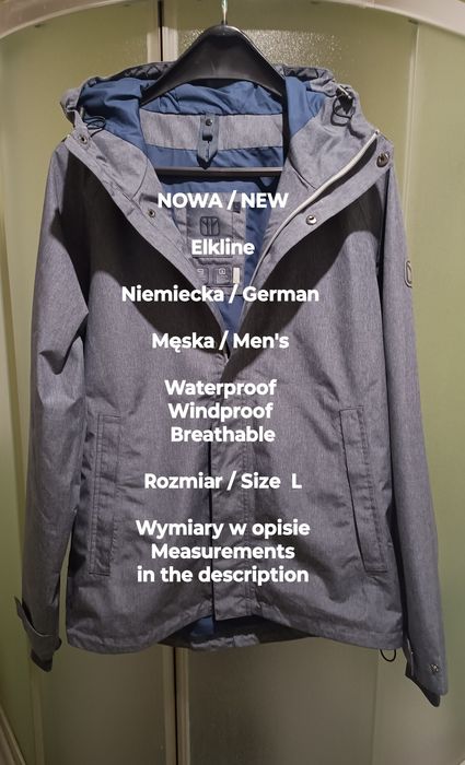 NOWA  Elkline  Niemiecka nieprzemakalna męska kurtka sportowa, Roz. L