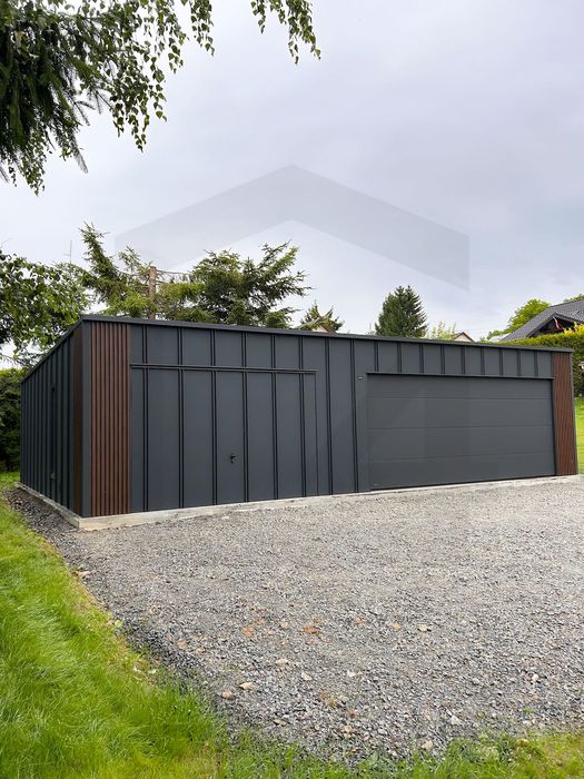 Garaż blaszany CAŁA POLSKA 6x6 9x6 8x6 6x5 6x5,8 grafit na rąbek T-PANEL