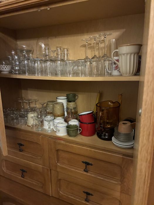 Regał drewniany, szafka RTV i stolik