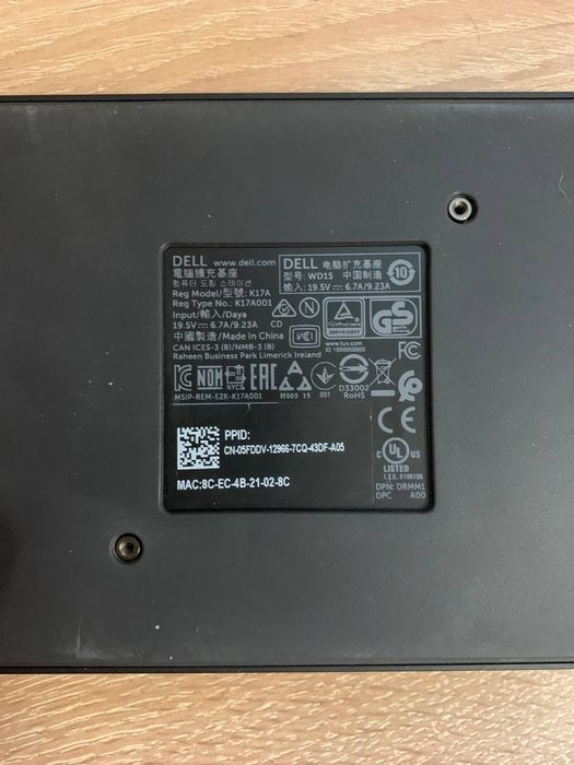 Док-станція DELL WD15 K17A Dock 4K USB Type-C