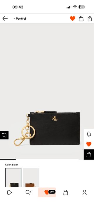 Skorzany portfelik ralph lauren czarny