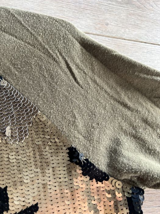 Bluza Michael Kors, bluzka zielona moro, z cekinami