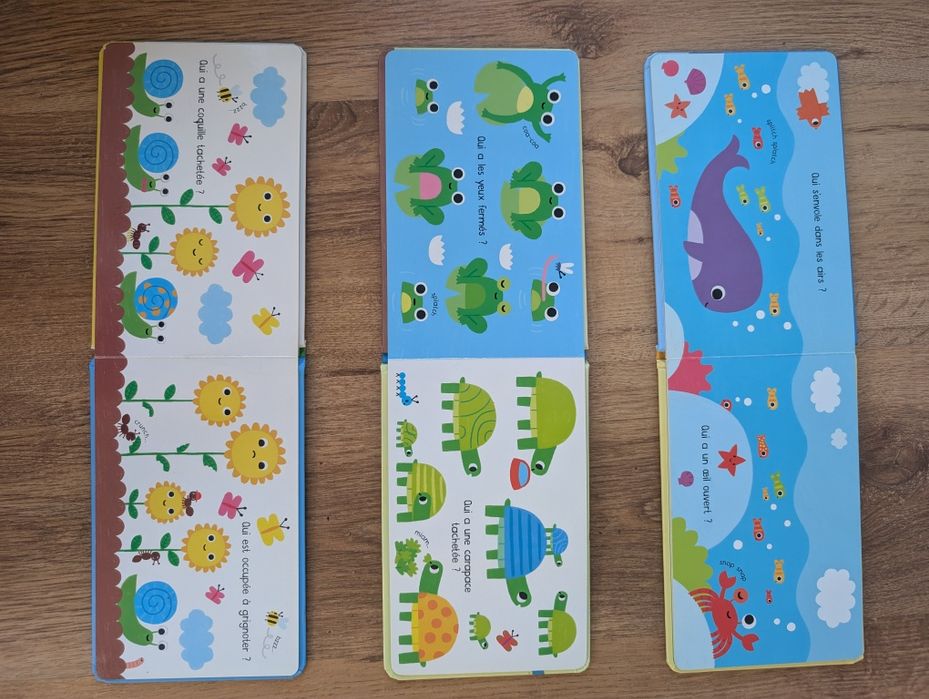 Zestaw trzech książeczek serii "Mon livre de bébé Usborne" po francusku