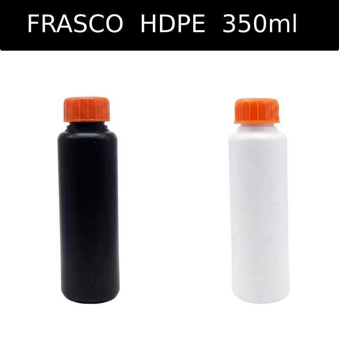 Frascos HDPE 350ml Branco/Preto – Novos
