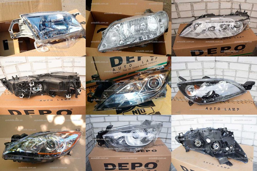 Передні фари Mazda 2, 3, 6, 323, 626, CX5, CX3, CX9, Premacy
