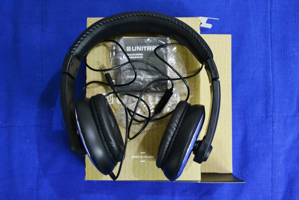 Słuchawki nauszne UNITRA SN-40 z mikrofonem - oryginał -