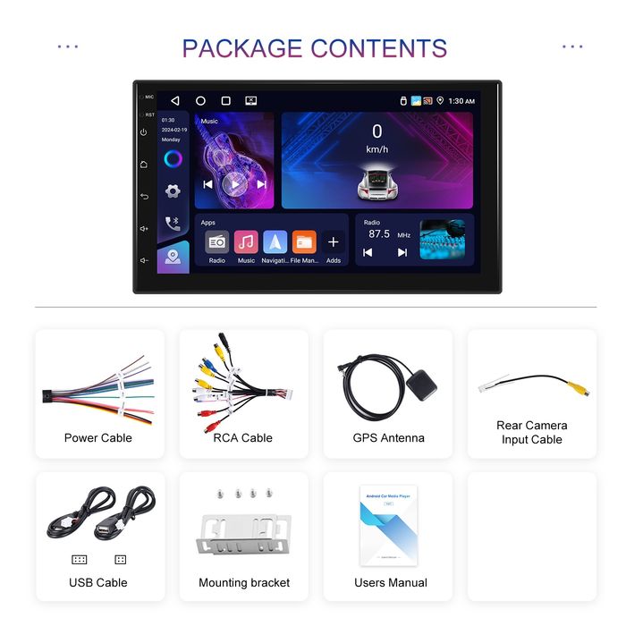 Rádio 2din Android 13 7 polegadas 4/64GB Carplay WiFi GPS BT NOVO