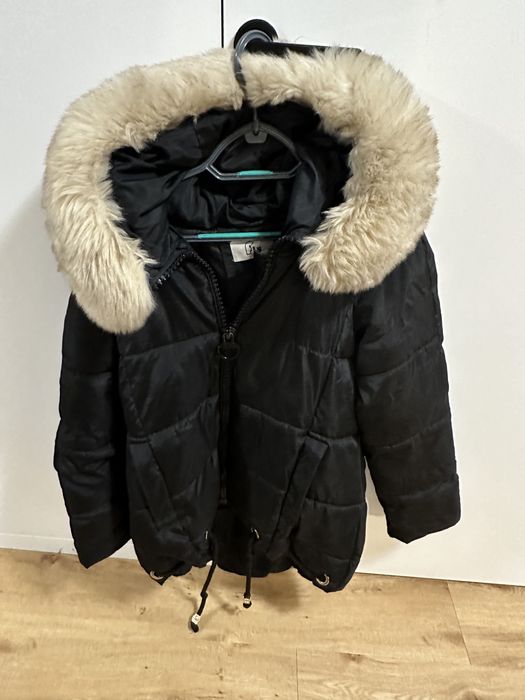 Kurtka zimowa parka czarna futro