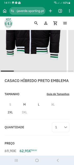 Casaco Preto Sporting