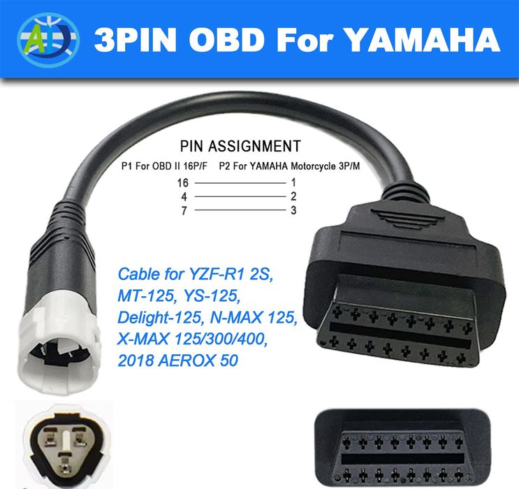 Діагностичний кабель для мото Yamaha ( 3 pin - OBD2)