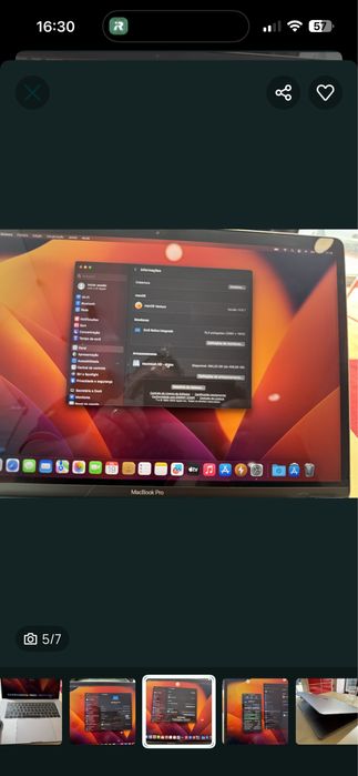 Macbook pro 15 retina Touch Bar I7 (16/512)
