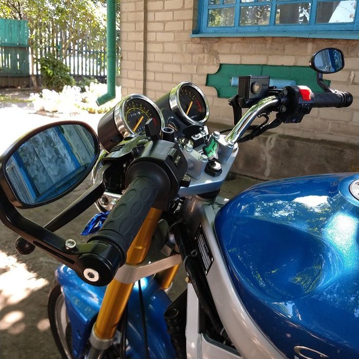 Мотозеркала, зеркала на мотоцикл, зеркала в торец руля, зеркала кастом