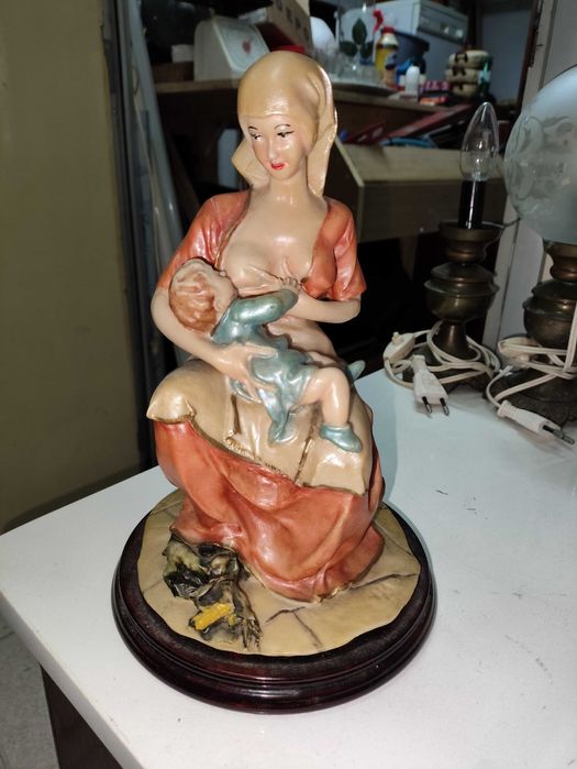 3 Estátuas antiga marfinite - Coleçao mãe com filho ao colo