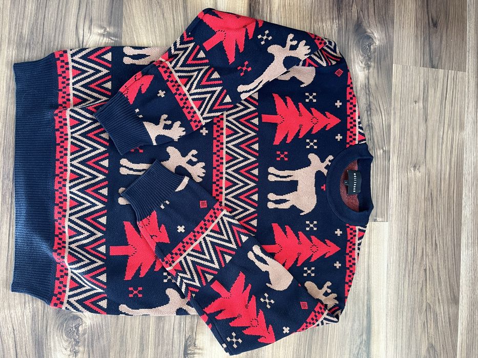 Wólczanka#sweter świąteczny#ojciec L+syn110/116#bawełna