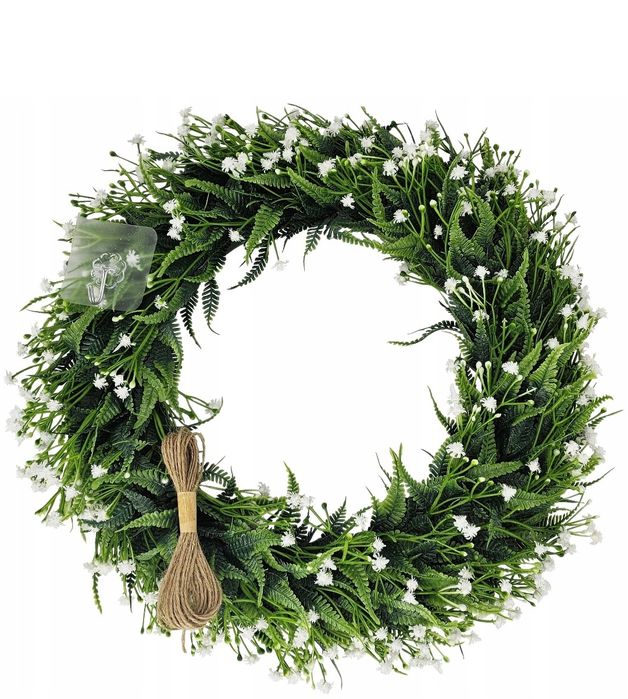 Wianek paprotka z gipsowką białą