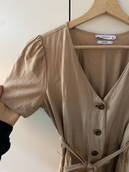 Sukienka midi wiązana w pasie len wiskoza