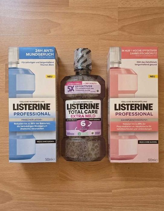 Zestaw 3 niemieckich płynów LISTERINE® 2 x Professional 1 x Extra Mild