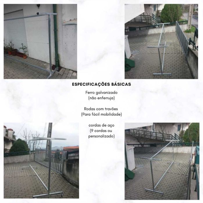 Estendais de roupa com rodas galvanizados