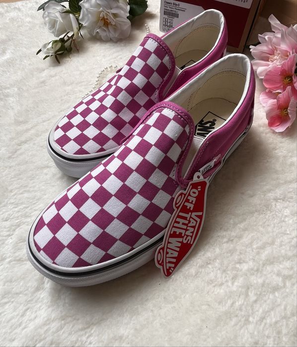 Buty Classic Slip-On Checkerboard rozmiar 38,5 kolor biało różowy szachownica nowe z metką