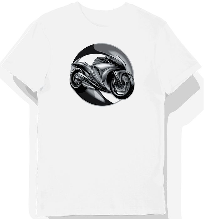 Koszulka męska biała z Elektryzującym Motorem w Srebrnej Ramie 3XL