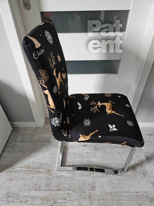 Świąteczne pokrowce na krzesła świąteczne 4 sztuki czarne święta