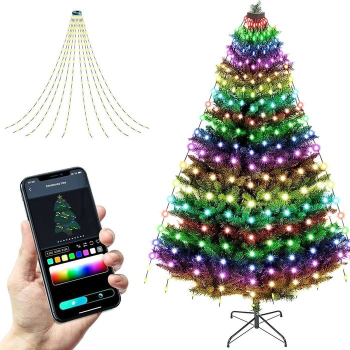 Lampki choinkowe z pierścieniem rgb 72 LED 1,2M płaszcz aplikacja