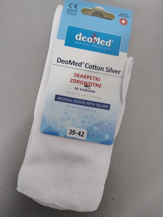 3 pary Bawełniane Skarpety Skarpetki Medyczne 39-42 Lecznicze Ze Srebr