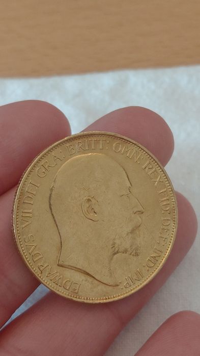 Moeda Ouro 5£ Libras Eduardo VII 1902